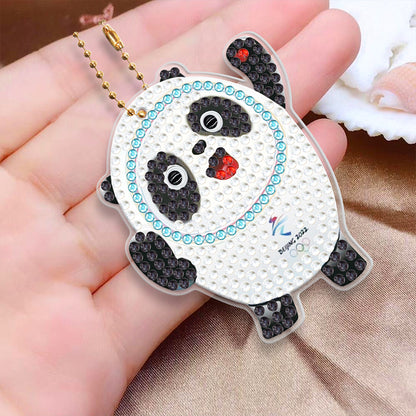 5pcs 5D Panda Diamond Painting Keychain Keyring DIY Mosaic Rhinestone Gift