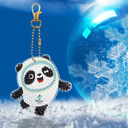 5pcs 5D Panda Diamond Painting Keychain Keyring DIY Mosaic Rhinestone Gift