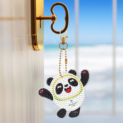 5pcs 5D Panda Diamond Painting Keychain Keyring DIY Mosaic Rhinestone Gift