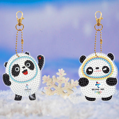 5pcs 5D Panda Diamond Painting Keychain Keyring DIY Mosaic Rhinestone Gift