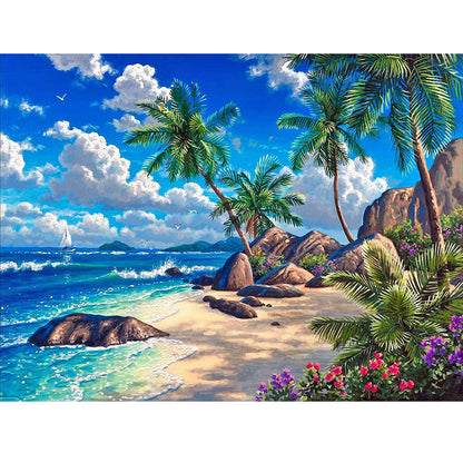 Beach Coconut - Full Square Drill Diamond Painting 40*30CM