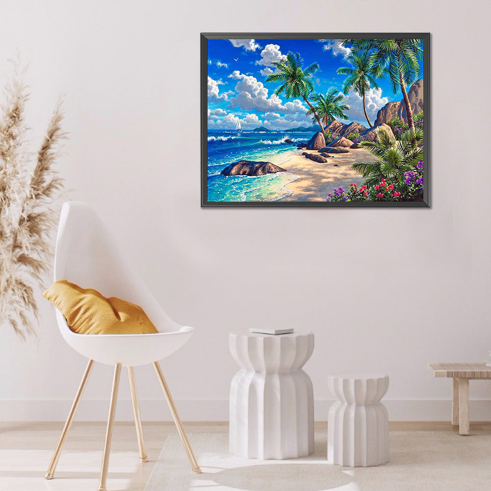 Beach Coconut - Full Square Drill Diamond Painting 40*30CM