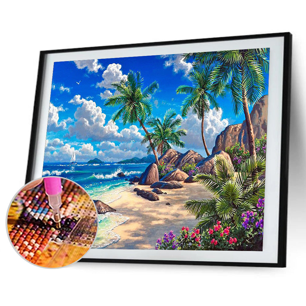 Beach Coconut - Full Square Drill Diamond Painting 40*30CM