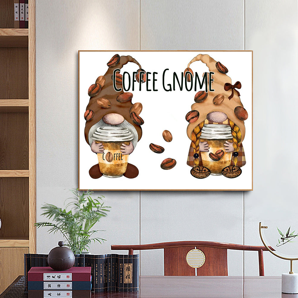 Coffee Gnome - Full Round Drill Diamond Painting 60*50CM