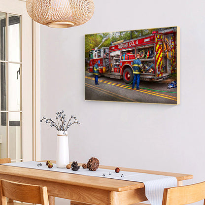 Fire Truck - Full Round Drill Diamond Painting 40*30CM