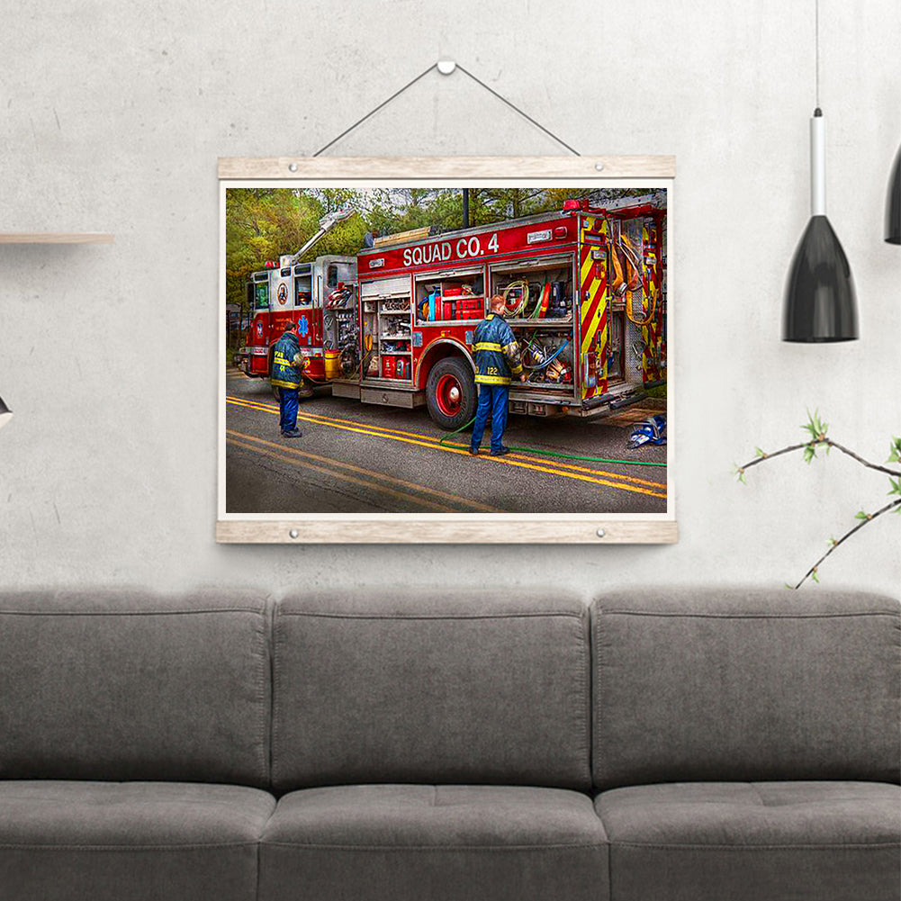 Fire Truck - Full Round Drill Diamond Painting 40*30CM