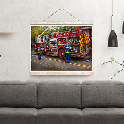 Fire Truck - Full Round Drill Diamond Painting 40*30CM