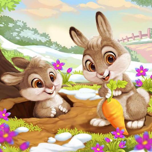 Rabbit - Full Round Drill Diamond Painting 30*30CM