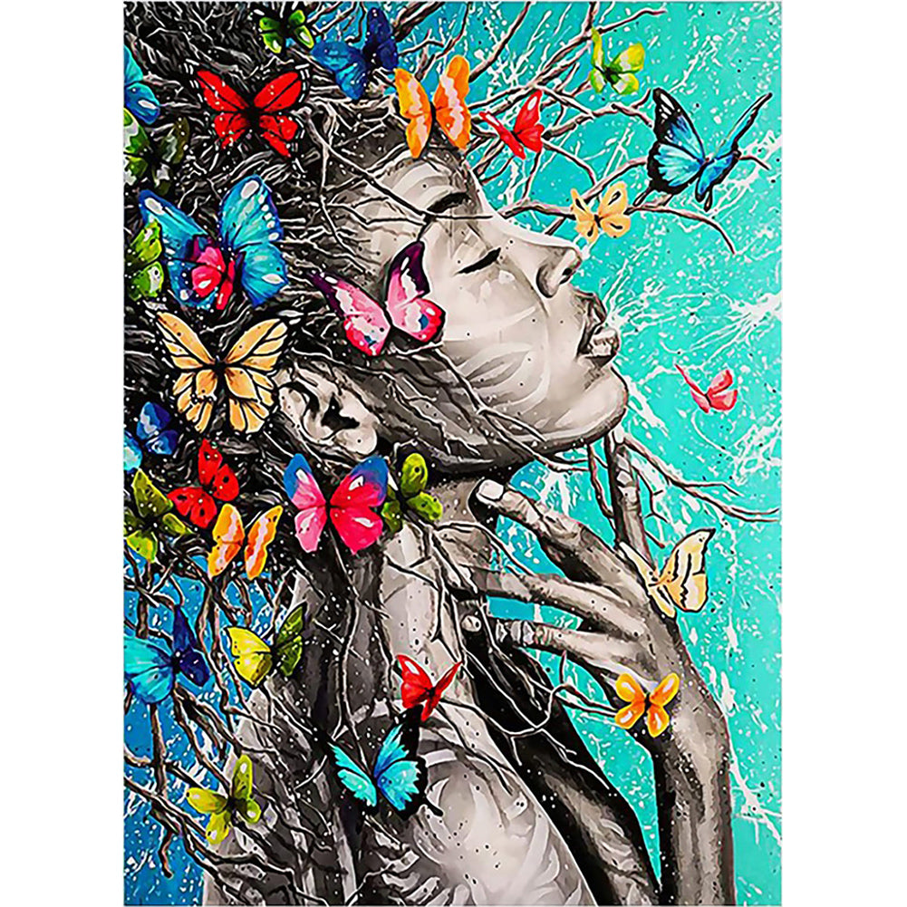 Butterfly Woman - Full Round Drill Diamond Painting 30*40CM