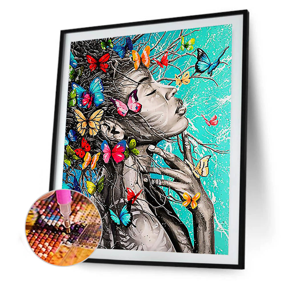 Butterfly Woman - Full Round Drill Diamond Painting 30*40CM