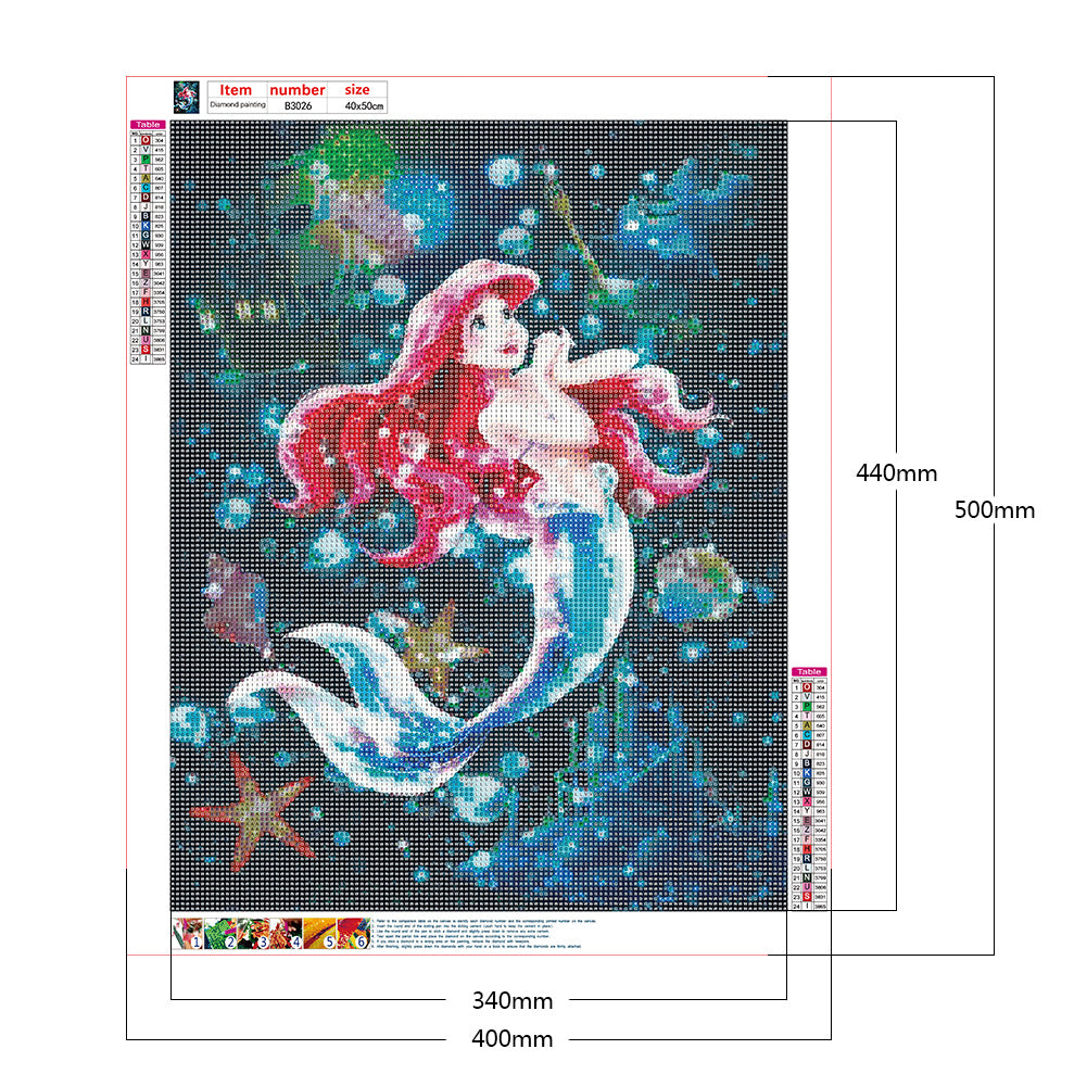 Mermaid Girl - Full Round Drill Diamond Painting 40*50CM