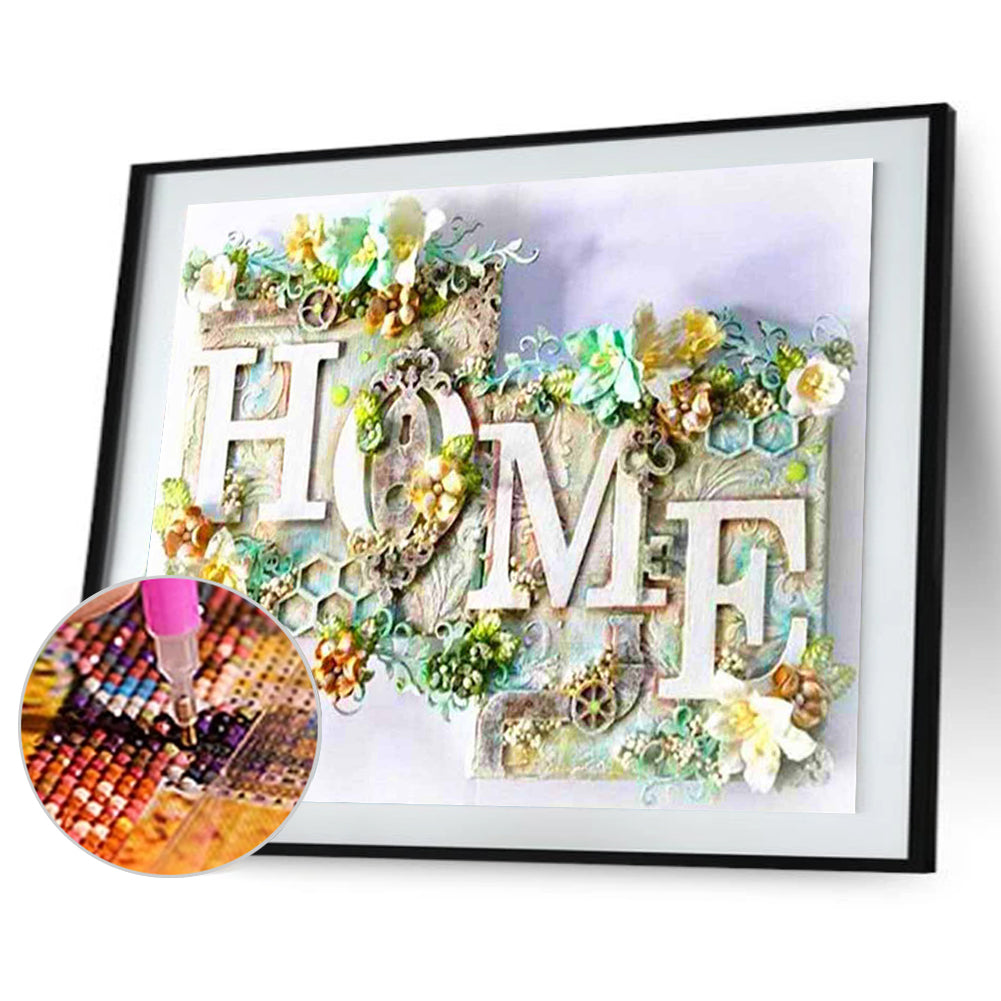 Flower Letter - Full Round Drill Diamond Painting 60*50CM