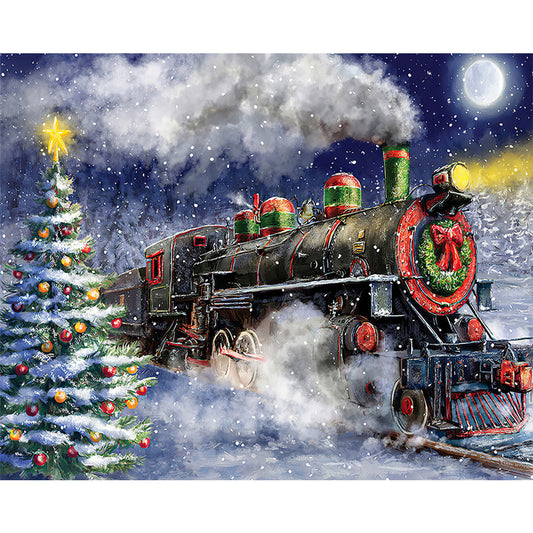 Christmas Tree Train - Full Round Drill Diamond Painting 60*50CM