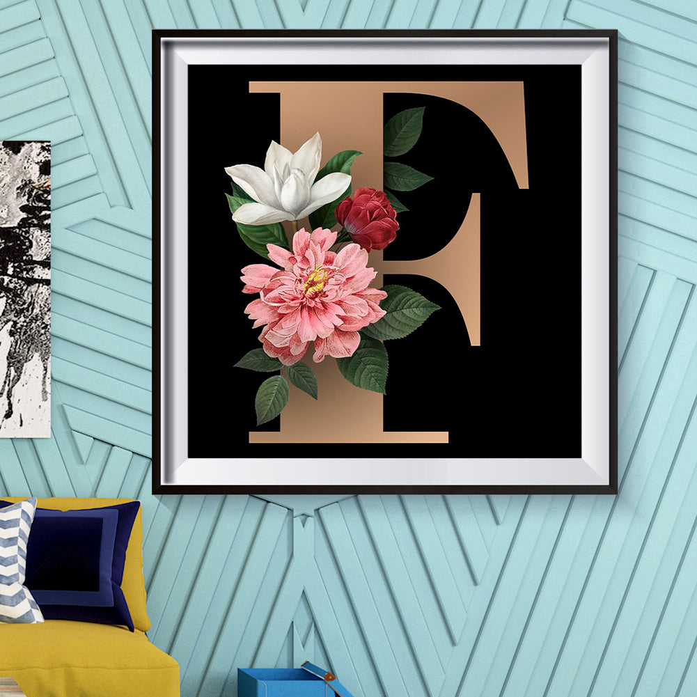 Flowers Letter - Full Round Drill Diamond Painting 45*45CM