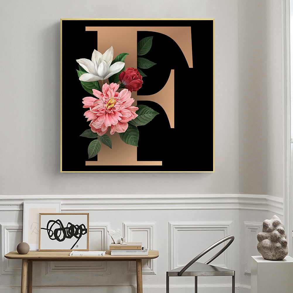 Flowers Letter - Full Round Drill Diamond Painting 45*45CM