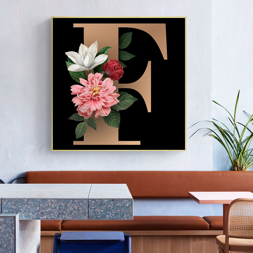 Flowers Letter - Full Round Drill Diamond Painting 45*45CM