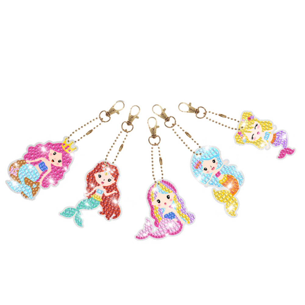 5pcs/set DIY Easter Diamond Painting Keychain Full Drill Cartoon Keyring