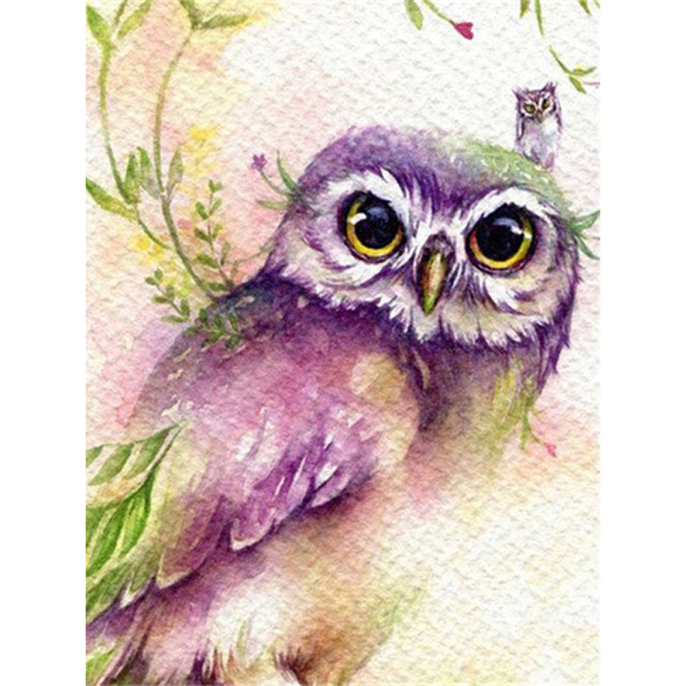 Purple Owl - Full Round Drill Diamond Painting 30*40CM