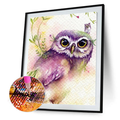 Purple Owl - Full Round Drill Diamond Painting 30*40CM