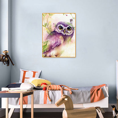 Purple Owl - Full Round Drill Diamond Painting 30*40CM