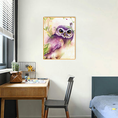 Purple Owl - Full Round Drill Diamond Painting 30*40CM