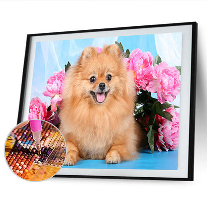 Flower Dog - Full Square Drill Diamond Painting 40*30CM