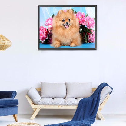 Flower Dog - Full Square Drill Diamond Painting 40*30CM