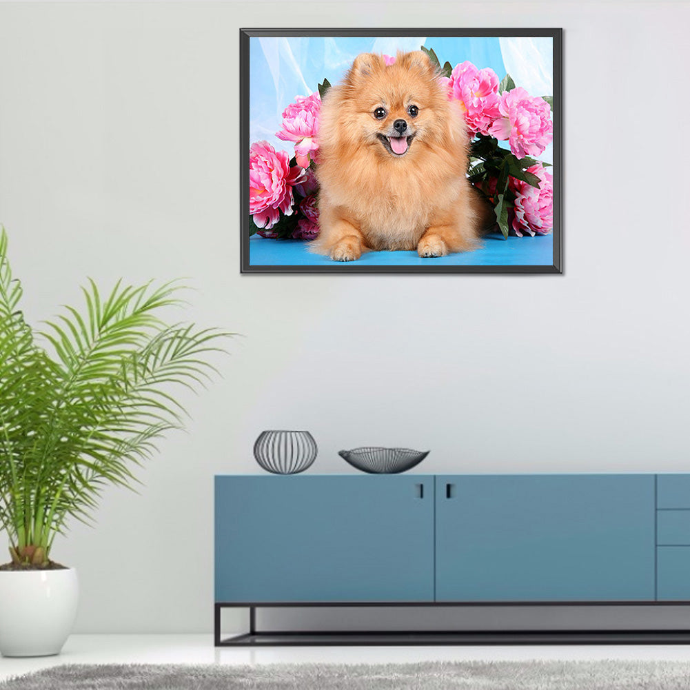 Flower Dog - Full Square Drill Diamond Painting 40*30CM