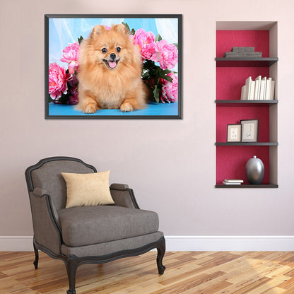 Flower Dog - Full Square Drill Diamond Painting 40*30CM