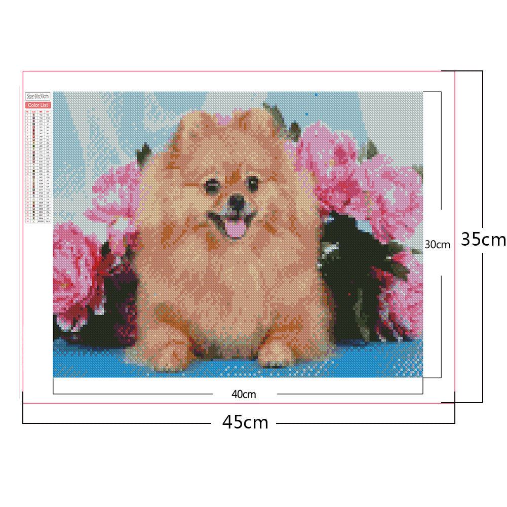 Flower Dog - Full Square Drill Diamond Painting 40*30CM