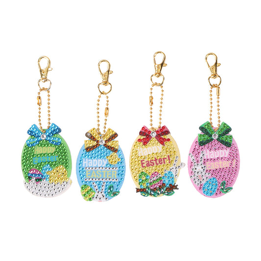 5pcs/set DIY Easter Egg Diamond Painting Keychain Crystal Drill Keyring