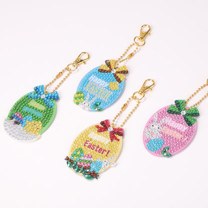 5pcs/set DIY Easter Egg Diamond Painting Keychain Crystal Drill Keyring