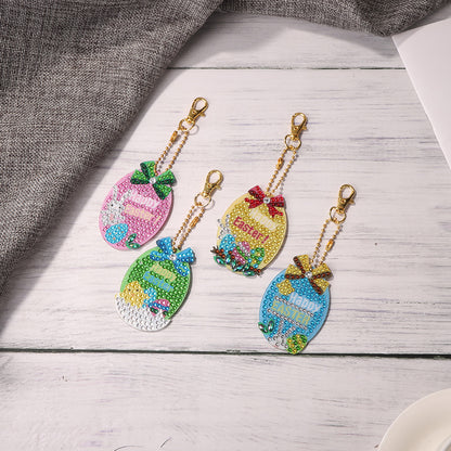 5pcs/set DIY Easter Egg Diamond Painting Keychain Crystal Drill Keyring