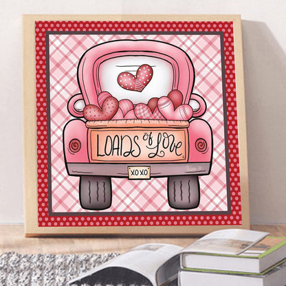 Pink Car - Full Round Drill Diamond Painting 30*30CM