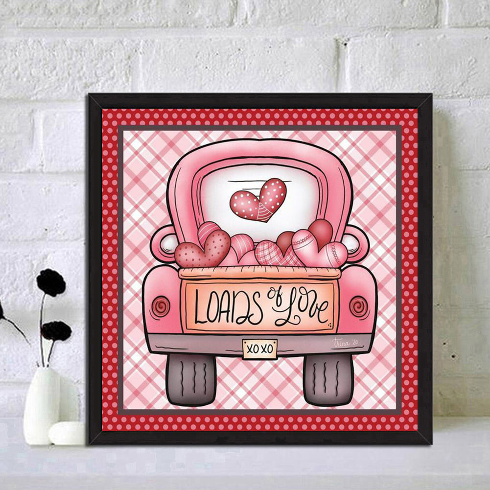 Pink Car - Full Round Drill Diamond Painting 30*30CM