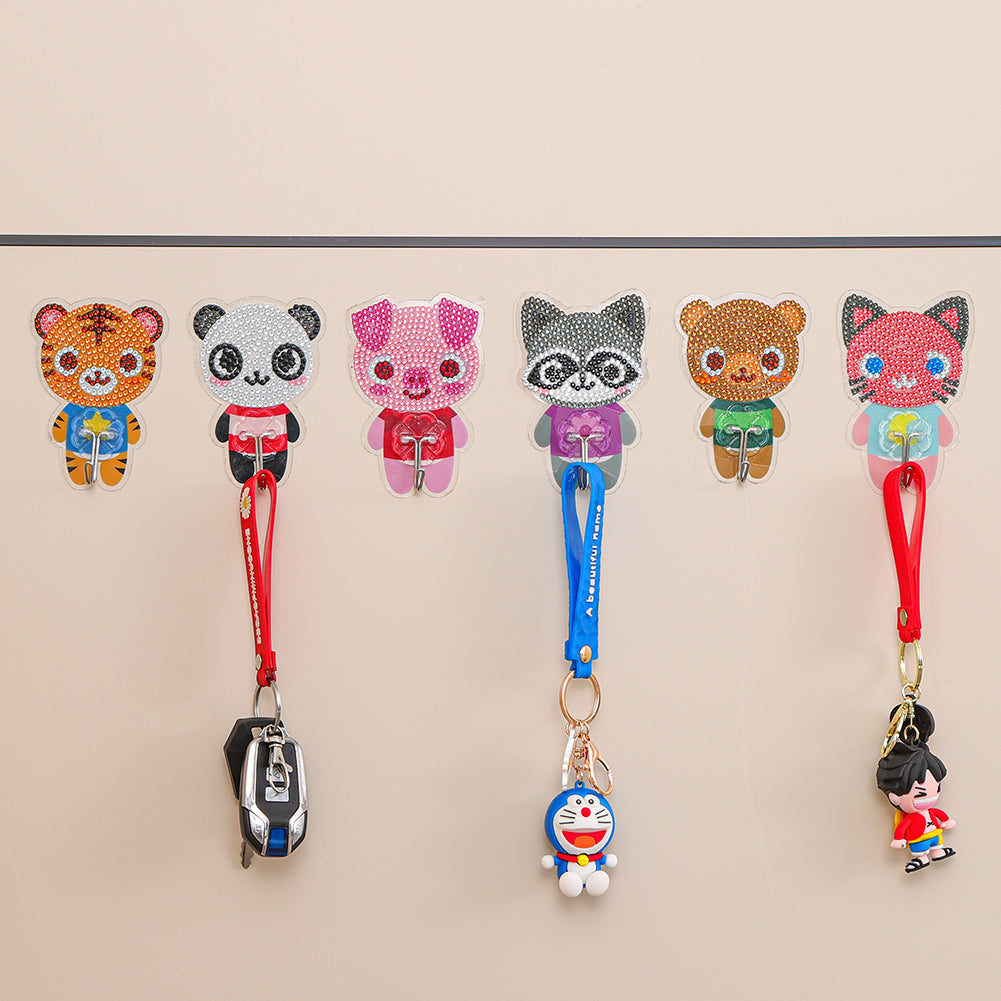 6pcs DIY Diamond Painting Hooks Crystal Drill Strong Adhesive Wall Hangers