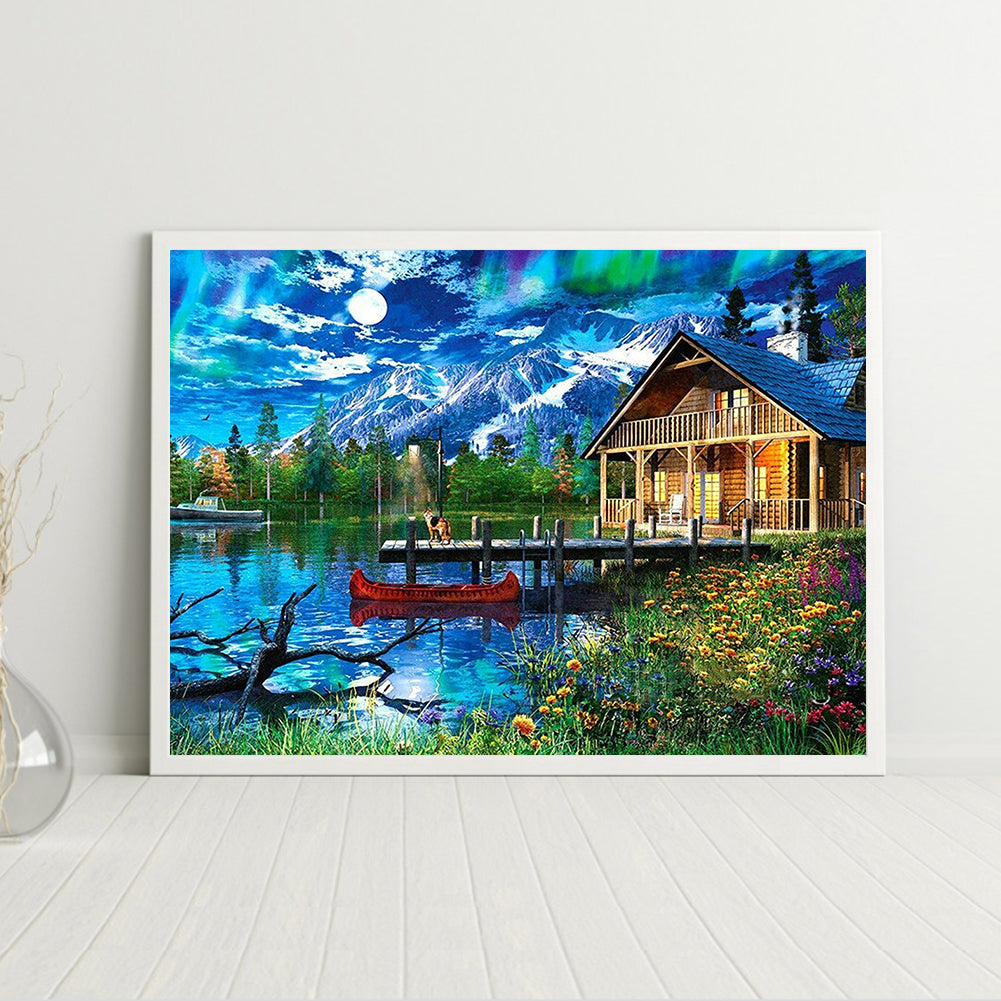 Riverside House - Full Round Drill Diamond Painting 40*30CM