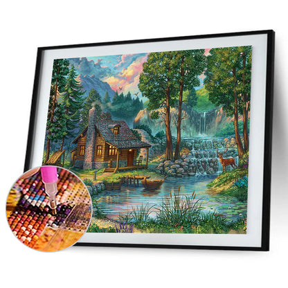 Riverside House - Full Round Drill Diamond Painting 40*30CM