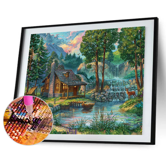 Riverside House - Full Round Drill Diamond Painting 40*30CM