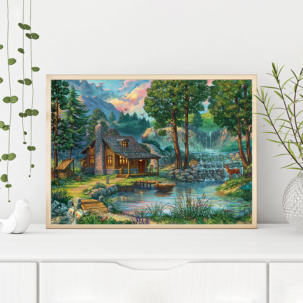 Riverside House - Full Round Drill Diamond Painting 40*30CM