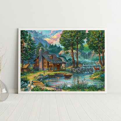 Riverside House - Full Round Drill Diamond Painting 40*30CM