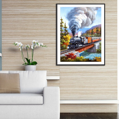 Train Scene - Full Round Drill Diamond Painting 30*40CM