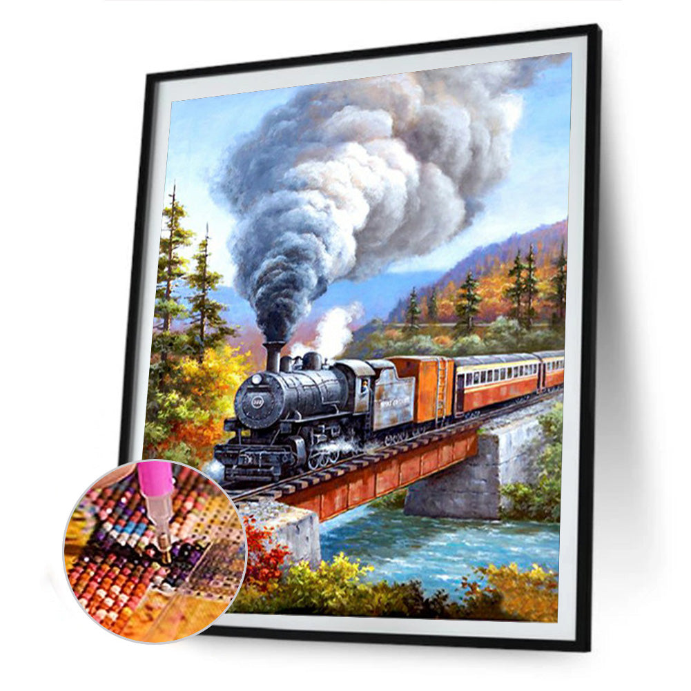 Train Scene - Full Round Drill Diamond Painting 30*40CM