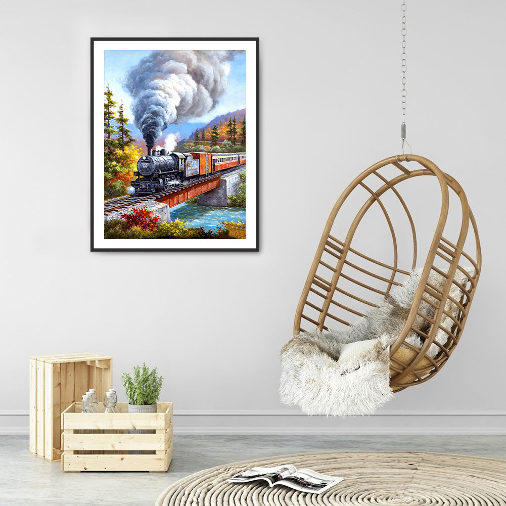 Train Scene - Full Round Drill Diamond Painting 30*40CM