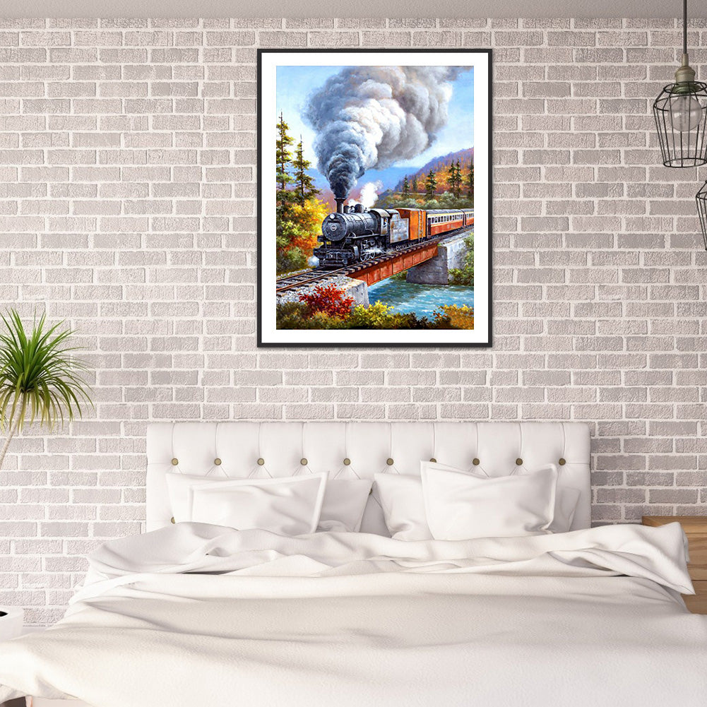 Train Scene - Full Round Drill Diamond Painting 30*40CM