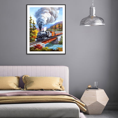 Train Scene - Full Round Drill Diamond Painting 30*40CM