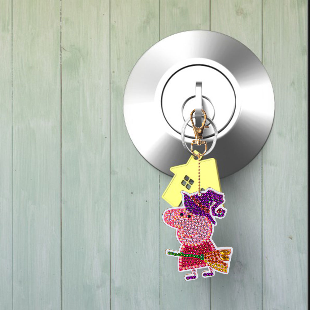 Cartoon Diamond Painting Keychain DIY Pat Luminous Key Ring Lighted Pendant