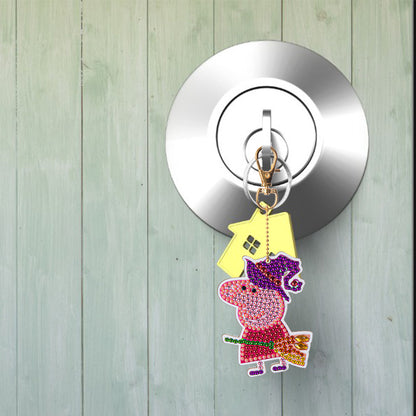 Cartoon Diamond Painting Keychain DIY Pat Luminous Key Ring Lighted Pendant