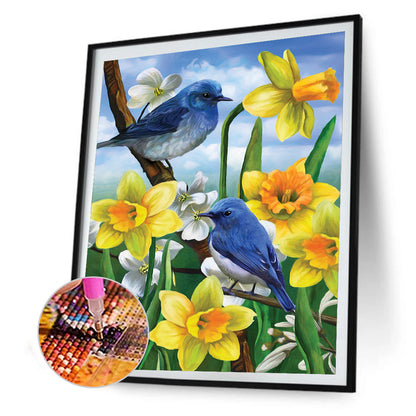 Bird Flowers - Full Round Drill Diamond Painting 30*40CM