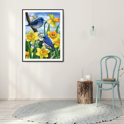 Bird Flowers - Full Round Drill Diamond Painting 30*40CM